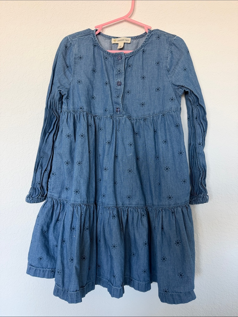 Tucker + Tate Denim Eyelet Tiered Dress - Light Blue
